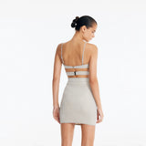 Rye Silver Fitted Mini Skirt with Topstitching Details | Moeva | Skirt | Each week unveils new pieces—luxury swimwear, fluid resort silhouettes, and elevated summer-to-evening essentials designed to carry you from coastal escapes to city nights.