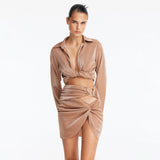 Greta Bronze Long Sleeve Tie Front Shirt