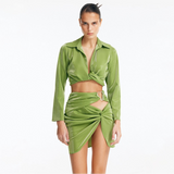 Greta Green Long Sleeve Tie Front Shirt