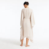 Bethany Silver V Neck Belted Silk Kaftan | Moeva | Kaftan | Each week unveils new pieces—luxury swimwear, fluid resort silhouettes, and elevated summer-to-evening essentials designed to carry you from coastal escapes to city nights.