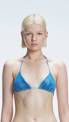 Hermione Blue Triangle 3D Bikini Top | Moeva | Bikini Top | Each week unveils new pieces—luxury swimwear, fluid resort silhouettes, and elevated summer-to-evening essentials designed to carry you from coastal escapes to city nights.