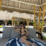 Elvira Jain - Hermione Black Triangle Side Tie 3D Bikini Set - Evita Black Optical Tie Side Sarong | Moeva | Bikini Set | Each week unveils new pieces—luxury swimwear, fluid resort silhouettes, and elevated summer-to-evening essentials designed to carry you from coastal escapes to city nights.