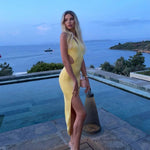 Anna Sheridan - Shore Yellow One-Shoulder Maxi Knitted Dress with Cut-Out Details | Moeva | Dress | Each week unveils new pieces—luxury swimwear, fluid resort silhouettes, and elevated summer-to-evening essentials designed to carry you from coastal escapes to city nights.