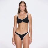 Irene Black-White Underwired Gold Buttoned Bikini Top | Moeva | Bikini Top | Each week unveils new pieces—luxury swimwear, fluid resort silhouettes, and elevated summer-to-evening essentials designed to carry you from coastal escapes to city nights.