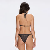 Isola Black Metallic Knit Triangle Low Waist Bikini Set | Moeva | Bikini Top | Each week unveils new pieces—luxury swimwear, fluid resort silhouettes, and elevated summer-to-evening essentials designed to carry you from coastal escapes to city nights.