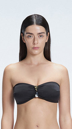 Ilana Black Bandeau Satin Bikini Top | Moeva | Bikini Top | Each week unveils new pieces—luxury swimwear, fluid resort silhouettes, and elevated summer-to-evening essentials designed to carry you from coastal escapes to city nights.