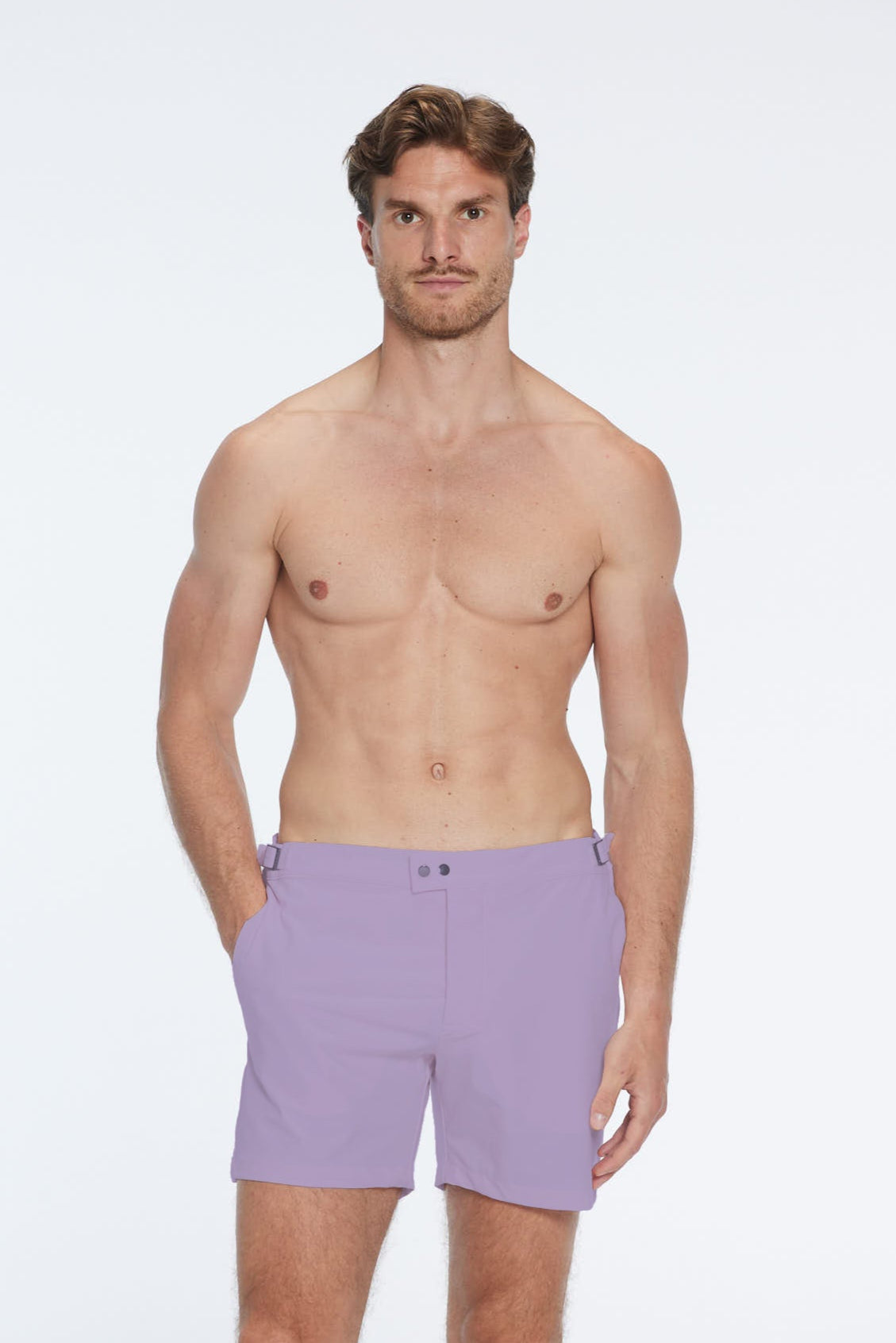 Jack Lilac Bulldog Swim Shorts | Moeva | Shorts | Each week unveils new pieces—luxury swimwear, fluid resort silhouettes, and elevated summer-to-evening essentials designed to carry you from coastal escapes to city nights.