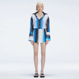 Janine Long-Sleeve Shirt and Gillian Mini Skort Blue Degraded Set | Moeva | Set | Each week unveils new pieces—luxury swimwear, fluid resort silhouettes, and elevated summer-to-evening essentials designed to carry you from coastal escapes to city nights.