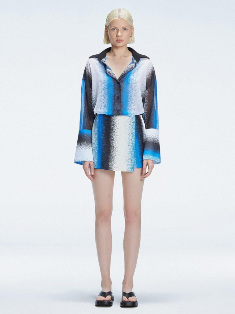 Gillian Blue Degraded Mini Skort | Moeva | Skort | Each week unveils new pieces—luxury swimwear, fluid resort silhouettes, and elevated summer-to-evening essentials designed to carry you from coastal escapes to city nights.