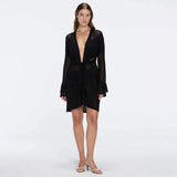 Kenga Knitted Knee-Length Long-Sleeve Belted Black Kaftan | Moeva | Kaftan | Each week unveils new pieces—luxury swimwear, fluid resort silhouettes, and elevated summer-to-evening essentials designed to carry you from coastal escapes to city nights.