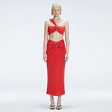 Lane One-Shoulder Black Crop Top and Esmeralda Maxi Skirt with Front Ruched Detail | Moeva | Set | Each week unveils new pieces—luxury swimwear, fluid resort silhouettes, and elevated summer-to-evening essentials designed to carry you from coastal escapes to city nights.