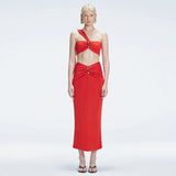 Lane Red Textured One Shoulder Crop Top | Moeva | Crop Top | Each week unveils new pieces—luxury swimwear, fluid resort silhouettes, and elevated summer-to-evening essentials designed to carry you from coastal escapes to city nights.