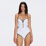 Lourmarin White Underwired Gold Button Detail Swimsuit