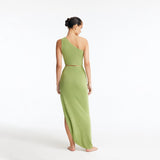 Lyndon Green Knitted Skirt with Side Slit | Moeva | Skirt | Each week unveils new pieces—luxury swimwear, fluid resort silhouettes, and elevated summer-to-evening essentials designed to carry you from coastal escapes to city nights.