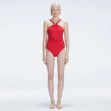 Lyra Red Halter Swimsuit | Moeva | Swimsuit | Each week unveils new pieces—luxury swimwear, fluid resort silhouettes, and elevated summer-to-evening essentials designed to carry you from coastal escapes to city nights.