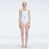 Lyra White Halter Swimsuit | Moeva | Swimsuit | Each week unveils new pieces—luxury swimwear, fluid resort silhouettes, and elevated summer-to-evening essentials designed to carry you from coastal escapes to city nights.