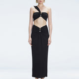 Esmeralda Black Maxi Skirt with Front Ruched Detail | Moeva | Skirt | Each week unveils new pieces—luxury swimwear, fluid resort silhouettes, and elevated summer-to-evening essentials designed to carry you from coastal escapes to city nights.