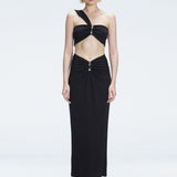 Esmeralda Black Maxi Skirt with Front Ruched Detail | Moeva | Skirt | Each week unveils new pieces—luxury swimwear, fluid resort silhouettes, and elevated summer-to-evening essentials designed to carry you from coastal escapes to city nights.