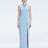 Elvira Jain - Louisa Halter Neck Blue Maxi Dress with Slit Detail | Moeva | Dress | Each week unveils new pieces—luxury swimwear, fluid resort silhouettes, and elevated summer-to-evening essentials designed to carry you from coastal escapes to city nights.