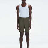 Marco Linen Army Green Shorts | Moeva | Men Shorts | Each week unveils new pieces—luxury swimwear, fluid resort silhouettes, and elevated summer-to-evening essentials designed to carry you from coastal escapes to city nights.