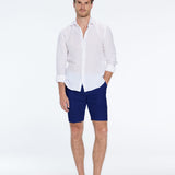 Marco Linen Cobalt Shorts | Moeva | Men Shorts | Each week unveils new pieces—luxury swimwear, fluid resort silhouettes, and elevated summer-to-evening essentials designed to carry you from coastal escapes to city nights.