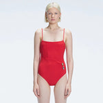 Marigold Red Corset Square Neck Swimsuit | Moeva | Swimsuit | Each week unveils new pieces—luxury swimwear, fluid resort silhouettes, and elevated summer-to-evening essentials designed to carry you from coastal escapes to city nights.