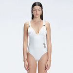 Marina White V Neck Swimsuit | Moeva | Swimsuit | Each week unveils new pieces—luxury swimwear, fluid resort silhouettes, and elevated summer-to-evening essentials designed to carry you from coastal escapes to city nights.