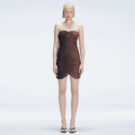 Marsiela Black Optical Bandeau Draped Mini Dress | Moeva | Dress | Each week unveils new pieces—luxury swimwear, fluid resort silhouettes, and elevated summer-to-evening essentials designed to carry you from coastal escapes to city nights.