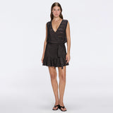 Menton Black Metallic Sheer Knit V neck Mini Dress | Moeva | Dress | Each week unveils new pieces—luxury swimwear, fluid resort silhouettes, and elevated summer-to-evening essentials designed to carry you from coastal escapes to city nights.