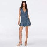 Menton Blue Metallic Sheer Knit V neck Mini Dress | Moeva | Dress | Each week unveils new pieces—luxury swimwear, fluid resort silhouettes, and elevated summer-to-evening essentials designed to carry you from coastal escapes to city nights.