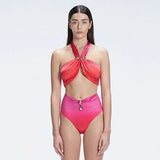 Meredith Gradient Halter High Waist Satin Bikini Set | Moeva | Bikini Set | Each week unveils new pieces—luxury swimwear, fluid resort silhouettes, and elevated summer-to-evening essentials designed to carry you from coastal escapes to city nights.