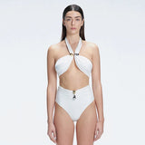 Meredith White Halter High Waist Satin Bikini Set | Moeva | Bikini Set | Each week unveils new pieces—luxury swimwear, fluid resort silhouettes, and elevated summer-to-evening essentials designed to carry you from coastal escapes to city nights.
