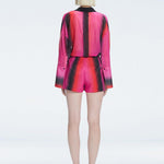 Janine Long-Sleeve Shirt and Gillian Mini Skort Red Degraded Set | Moeva | Set | Each week unveils new pieces—luxury swimwear, fluid resort silhouettes, and elevated summer-to-evening essentials designed to carry you from coastal escapes to city nights.