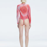 Mireya Red Optical Long Sleeve Bodysuit | Moeva | One-Piece | Each week unveils new pieces—luxury swimwear, fluid resort silhouettes, and elevated summer-to-evening essentials designed to carry you from coastal escapes to city nights.