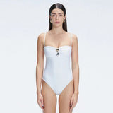 Zephyrine White Bandeau Swimsuit | Moeva | Swimsuit | Each week unveils new pieces—luxury swimwear, fluid resort silhouettes, and elevated summer-to-evening essentials designed to carry you from coastal escapes to city nights.