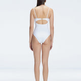 Zephyrine White Bandeau Swimsuit | Moeva | One-Piece | Each week unveils new pieces—luxury swimwear, fluid resort silhouettes, and elevated summer-to-evening essentials designed to carry you from coastal escapes to city nights.