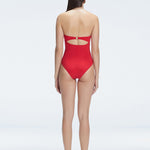 Zephyrine Red Bandeau Swimsuit | Moeva | Swimsuit | Each week unveils new pieces—luxury swimwear, fluid resort silhouettes, and elevated summer-to-evening essentials designed to carry you from coastal escapes to city nights.