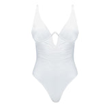 Emma White V Neck Satin Swimsuit | Moeva | One-Piece | Each week unveils new pieces—luxury swimwear, fluid resort silhouettes, and elevated summer-to-evening essentials designed to carry you from coastal escapes to city nights.