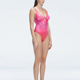 Emma Gradient V Neck Satin Swimsuit | Moeva | One-Piece | Each week unveils new pieces—luxury swimwear, fluid resort silhouettes, and elevated summer-to-evening essentials designed to carry you from coastal escapes to city nights.