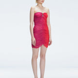 Marsiela Pink Optical Bandeau Draped Mini Dress | Moeva | Dress | Each week unveils new pieces—luxury swimwear, fluid resort silhouettes, and elevated summer-to-evening essentials designed to carry you from coastal escapes to city nights.