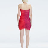 Marsiela Pink Optical Bandeau Draped Mini Dress | Moeva | Dress | Each week unveils new pieces—luxury swimwear, fluid resort silhouettes, and elevated summer-to-evening essentials designed to carry you from coastal escapes to city nights.