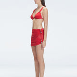 Siena Red Mesh Detail Mini Skirt | Moeva | Beachwear Skirts | Each week unveils new pieces—luxury swimwear, fluid resort silhouettes, and elevated summer-to-evening essentials designed to carry you from coastal escapes to city nights.