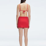 Siena Red Mesh Detail Mini Skirt | Moeva | Beachwear Skirts | Each week unveils new pieces—luxury swimwear, fluid resort silhouettes, and elevated summer-to-evening essentials designed to carry you from coastal escapes to city nights.
