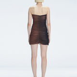 Marsiela Black Optical Bandeau Draped Mini Dress | Moeva | Dress | Each week unveils new pieces—luxury swimwear, fluid resort silhouettes, and elevated summer-to-evening essentials designed to carry you from coastal escapes to city nights.