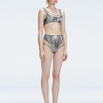 Rosalind Black Optical Scoop Neck 3D Print Bikini Top | Moeva | Bikini Top | Each week unveils new pieces—luxury swimwear, fluid resort silhouettes, and elevated summer-to-evening essentials designed to carry you from coastal escapes to city nights.