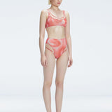Rosalind Red Optical Scoop Neck High Waist 3D Print Bikini Sets | Moeva | Bikini Sets | Each week unveils new pieces—luxury swimwear, fluid resort silhouettes, and elevated summer-to-evening essentials designed to carry you from coastal escapes to city nights.