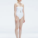 Ursula White Bandeau Swimsuit | Moeva | Swimsuit | Each week unveils new pieces—luxury swimwear, fluid resort silhouettes, and elevated summer-to-evening essentials designed to carry you from coastal escapes to city nights.