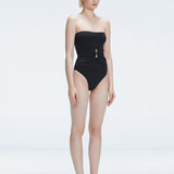 Ursula Black Bandeau Swimsuit | Moeva | One-Piece | Each week unveils new pieces—luxury swimwear, fluid resort silhouettes, and elevated summer-to-evening essentials designed to carry you from coastal escapes to city nights.