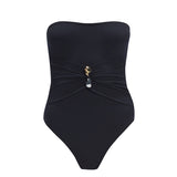 Ursula Black Bandeau Swimsuit | Moeva | One-Piece | Each week unveils new pieces—luxury swimwear, fluid resort silhouettes, and elevated summer-to-evening essentials designed to carry you from coastal escapes to city nights.