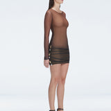Sylvie Black Optical Long Sleeve Mini Dress | Moeva | Beachwear Dresses | Each week unveils new pieces—luxury swimwear, fluid resort silhouettes, and elevated summer-to-evening essentials designed to carry you from coastal escapes to city nights.